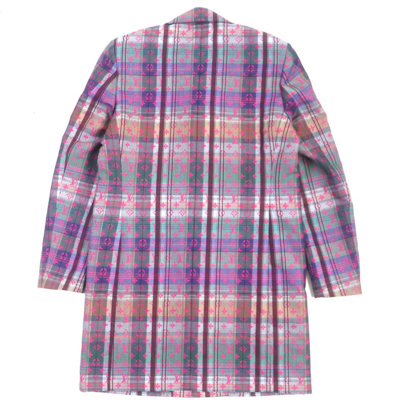  Louis Vuitton 2021 Madras Check Monogram Logo Chester Coat Pink Multi 48 With
