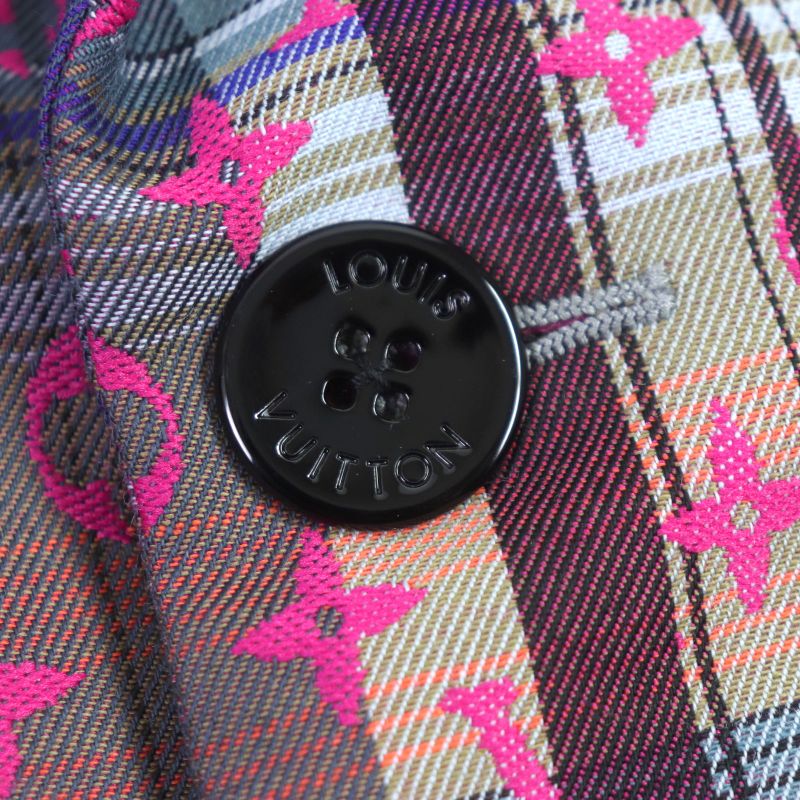  Louis Vuitton 2021 Madras Check Monogram Logo Chester Coat Pink Multi 48 With