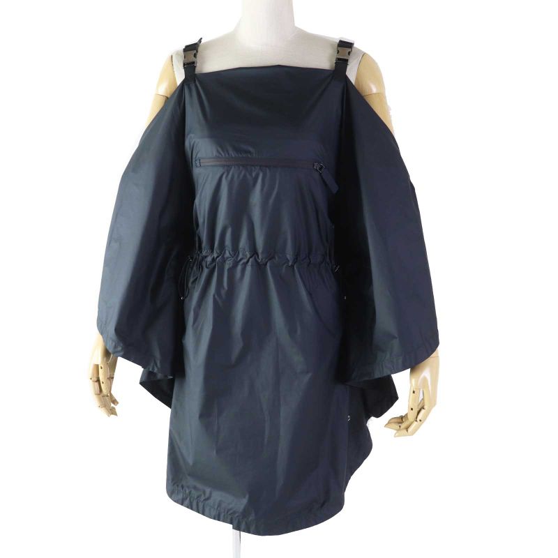 Christian DIOR 217r65a2829 Off-shoulder Drawstring Dress Navy XS Hanger Made