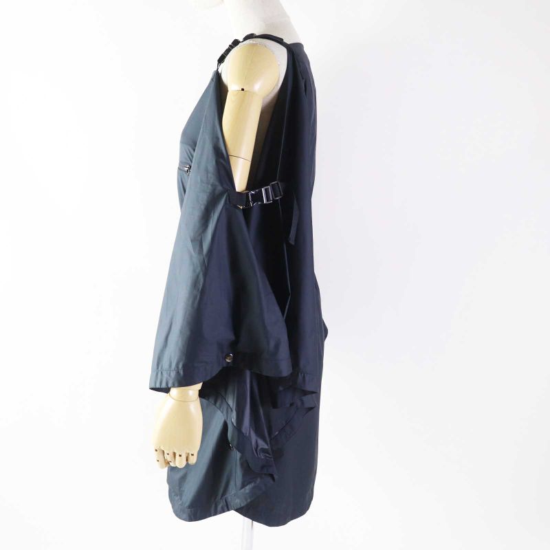 Christian DIOR 217r65a2829 Off-shoulder Drawstring Dress Navy XS Hanger Made