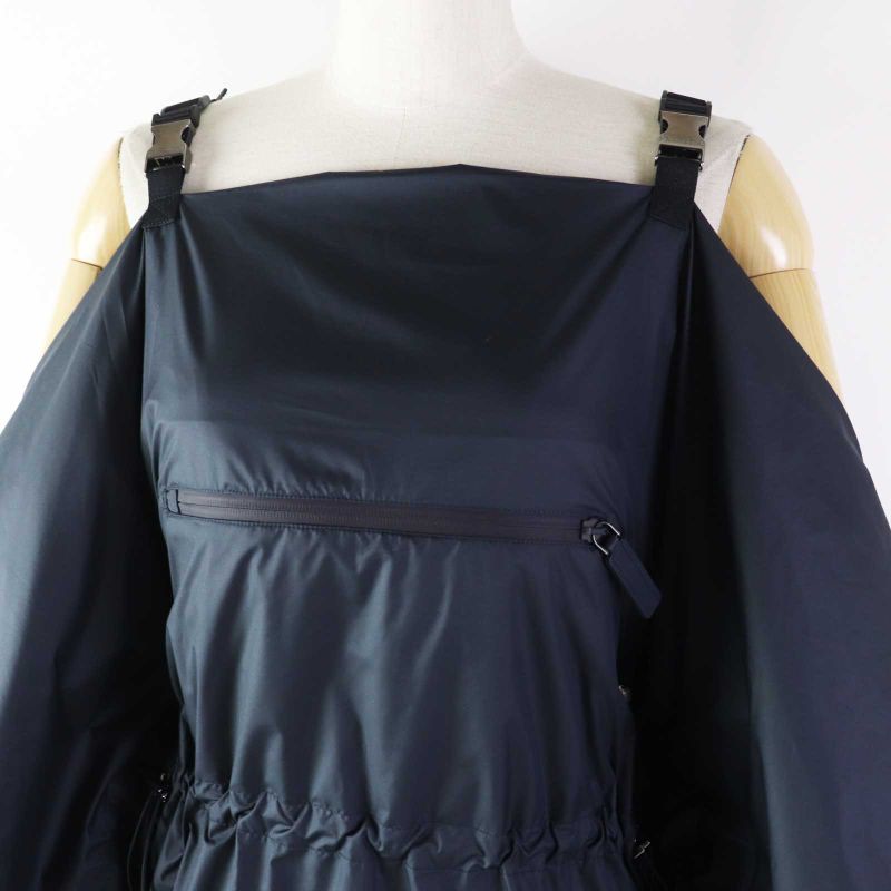 Christian DIOR 217r65a2829 Off-shoulder Drawstring Dress Navy XS Hanger Made