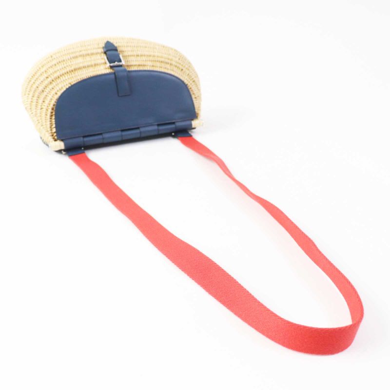 Hermes Fishing Basket Swift O'shea Shoulder Basket Bag Blue Natural Storage