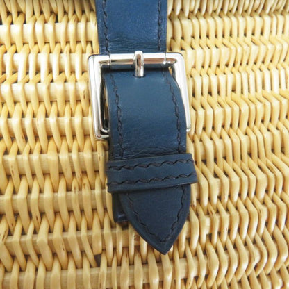 Hermes Fishing Basket Swift O'shea Shoulder Basket Bag Blue Natural Storage