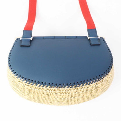 Hermes Fishing Basket Swift O'shea Shoulder Basket Bag Blue Natural Storage