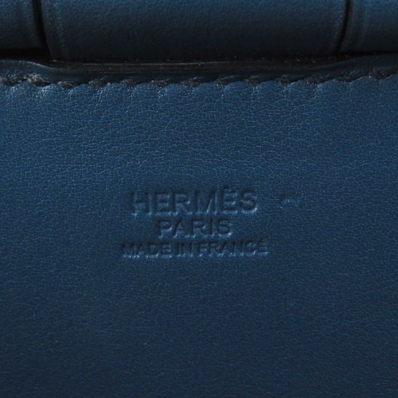 Hermes Fishing Basket Swift O'shea Shoulder Basket Bag Blue Natural Storage