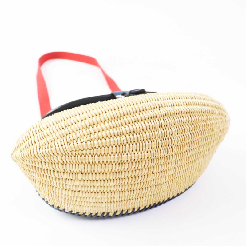 Hermes Fishing Basket Swift O'shea Shoulder Basket Bag Blue Natural Storage