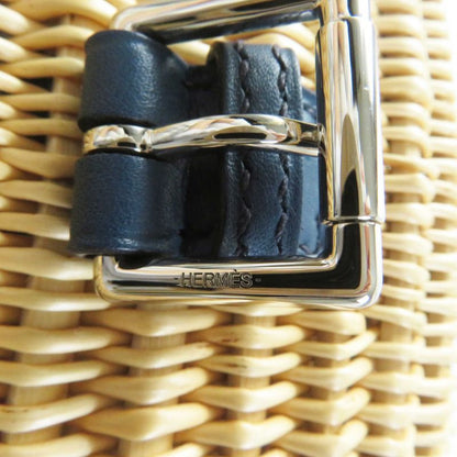 Hermes Fishing Basket Swift O'shea Shoulder Basket Bag Blue Natural Storage