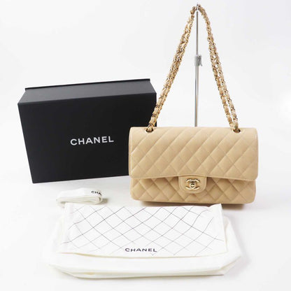 CHANEL A01112 Matelasse 25 Random Serial Caviar Skin Chain Shoulder Bag Beige