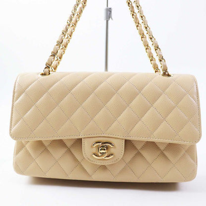 CHANEL A01112 Matelasse 25 Random Serial Caviar Skin Chain Shoulder Bag Beige