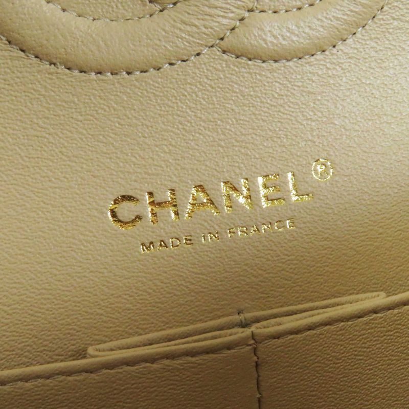 CHANEL A01112 Matelasse 25 Random Serial Caviar Skin Chain Shoulder Bag Beige