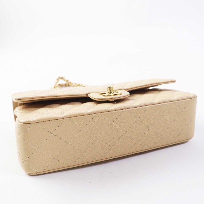 CHANEL A01112 Matelasse 25 Random Serial Caviar Skin Chain Shoulder Bag Beige