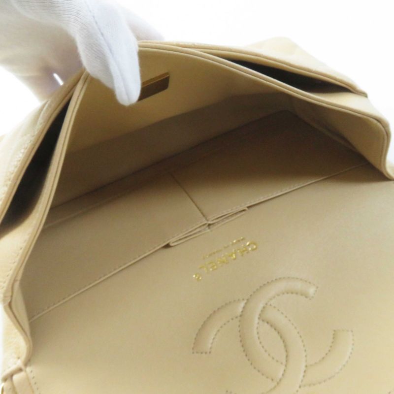 CHANEL A01112 Matelasse 25 Random Serial Caviar Skin Chain Shoulder Bag Beige