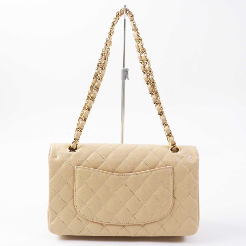 CHANEL A01112 Matelasse 25 Random Serial Caviar Skin Chain Shoulder Bag Beige
