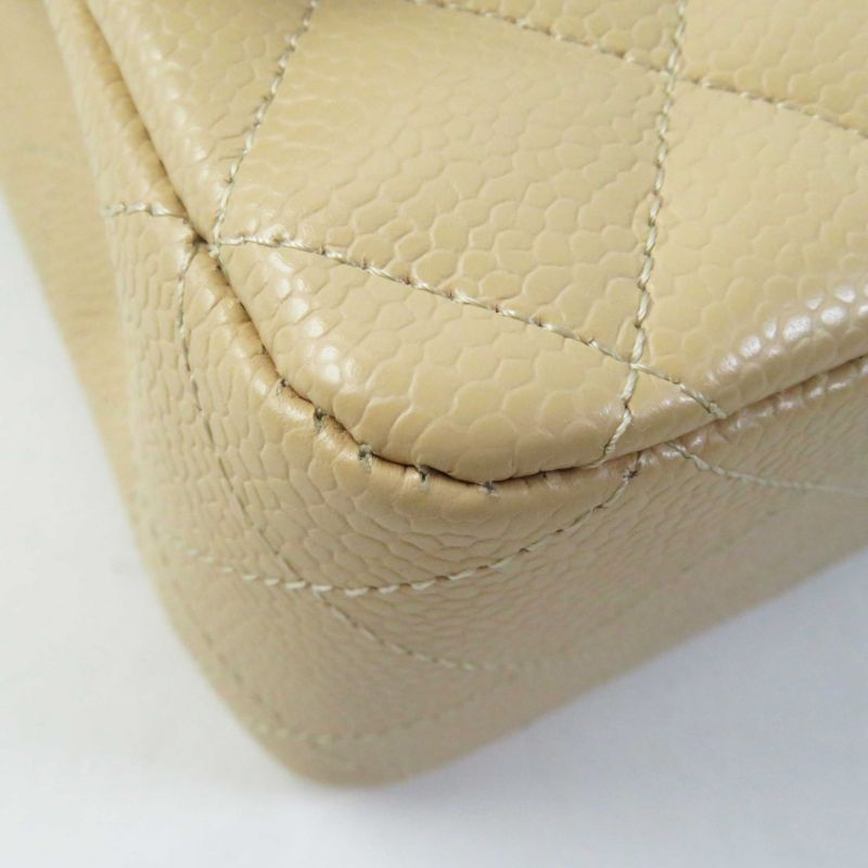 CHANEL A01112 Matelasse 25 Random Serial Caviar Skin Chain Shoulder Bag Beige