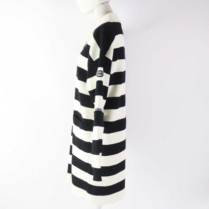 Gucci 23SS 731592 Striped 2WAY Sleeve Zip Knit Dress With Logo Patch White
