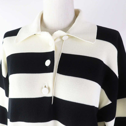 Gucci 23SS 731592 Striped 2WAY Sleeve Zip Knit Dress With Logo Patch White