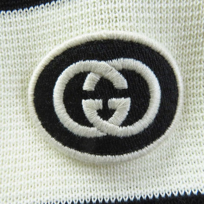 Gucci 23SS 731592 Striped 2WAY Sleeve Zip Knit Dress With Logo Patch White