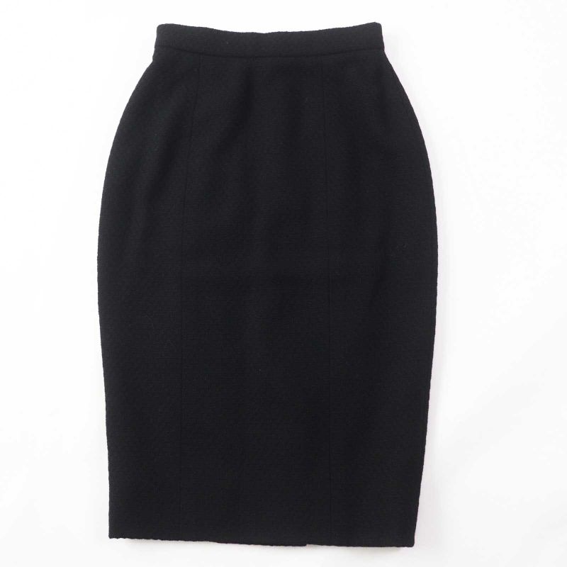 CHANEL 20506 Wool 100% Silk Lining Single Color Tweed Set-up With Gold Buttons