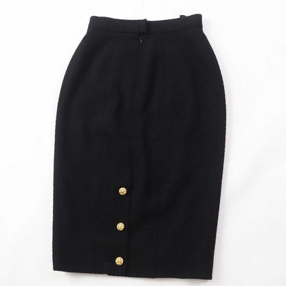 CHANEL 20506 Wool 100% Silk Lining Single Color Tweed Set-up With Gold Buttons