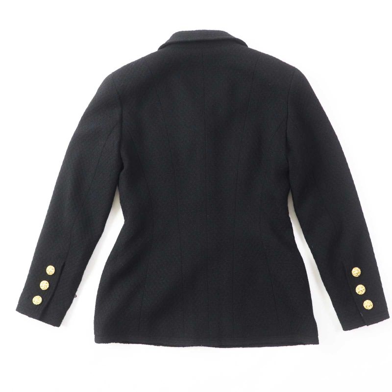 CHANEL 20506 Wool 100% Silk Lining Single Color Tweed Set-up With Gold Buttons
