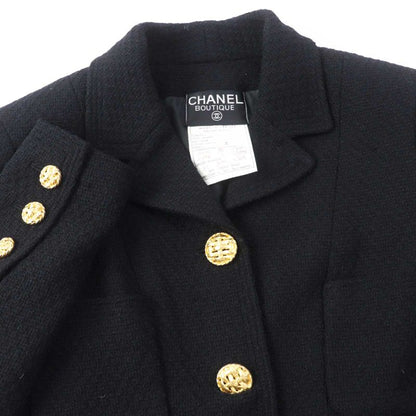 CHANEL 20506 Wool 100% Silk Lining Single Color Tweed Set-up With Gold Buttons