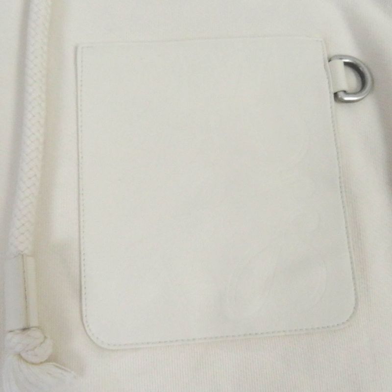 LOEWE H526y25x31 100% Cotton Anagram Leather Patch Pocket Pullover Hoodie