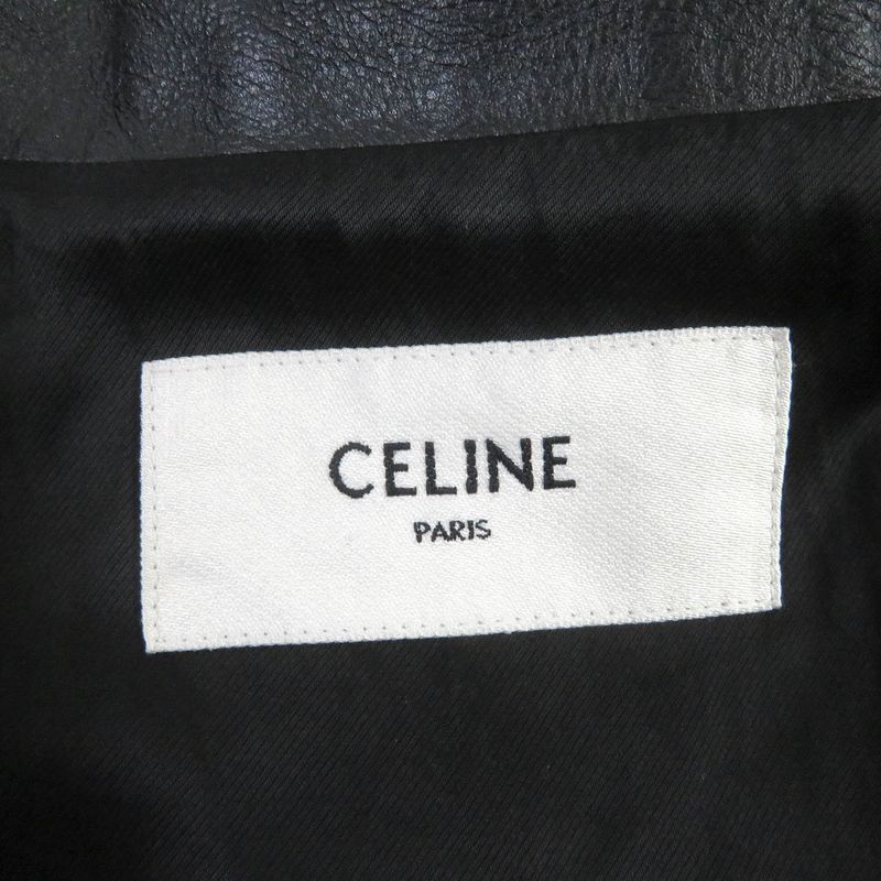 Celine 20SS 2e467297d Washed Calfskin Leather Jacket Double Rider Black 44