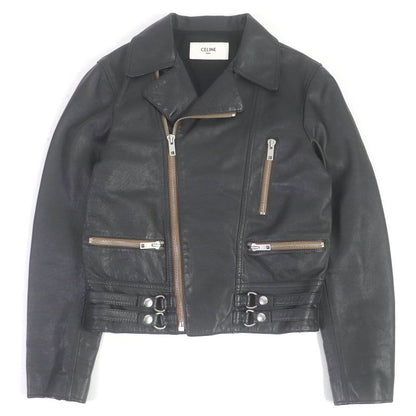 Celine 20SS 2e467297d Washed Calfskin Leather Jacket Double Rider Black 44