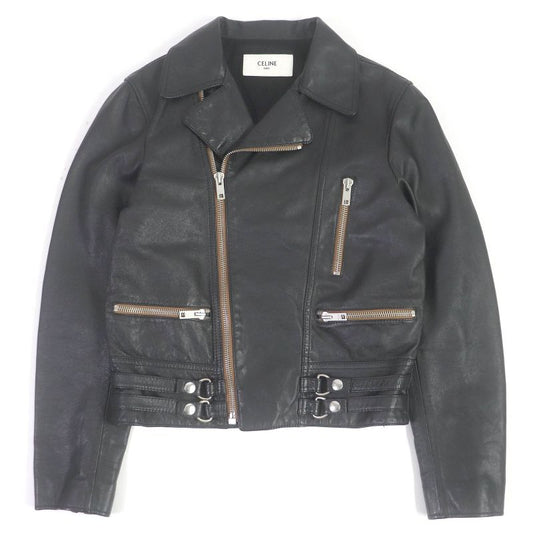 Celine 20SS 2e467297d Washed Calfskin Leather Jacket Double Rider Black 44