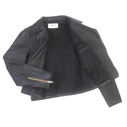 Celine 20SS 2e467297d Washed Calfskin Leather Jacket Double Rider Black 44