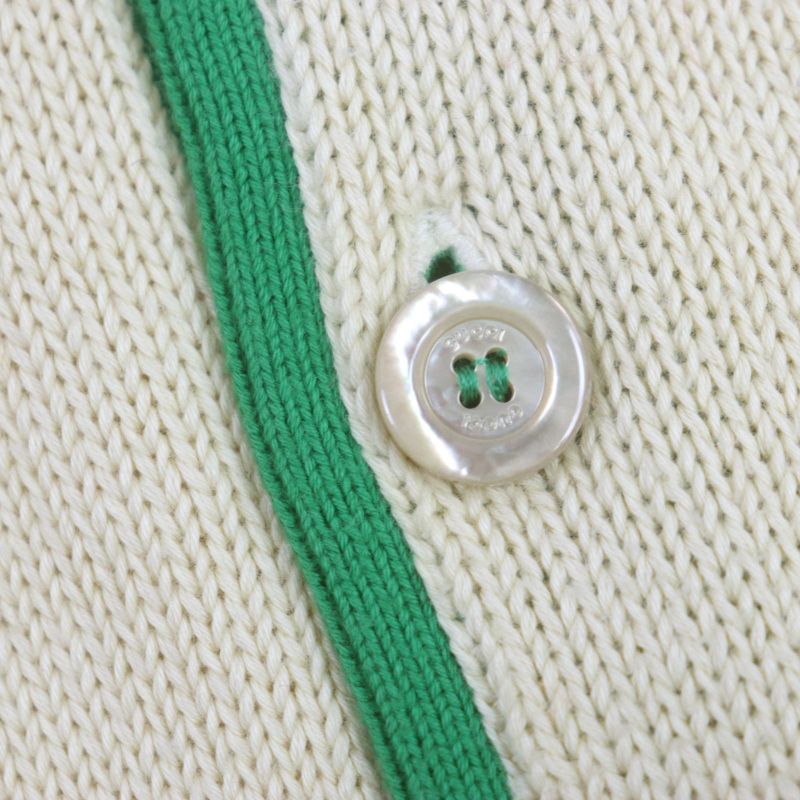 Gucci 571546 Interlocking G Striped Embroidered Knit Long Sleeve Polo Shirt