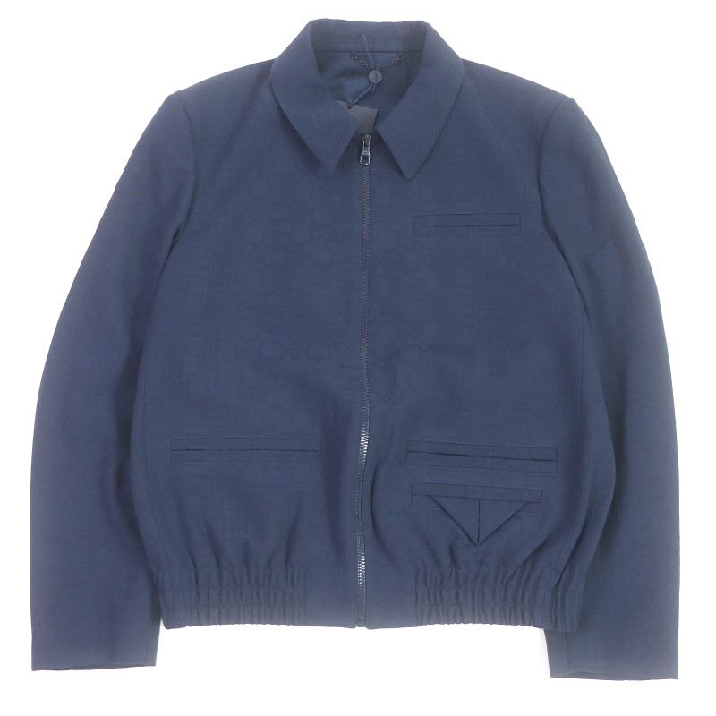 Louis Vuitton 22SS 100% Wool Monogram All-over Ribbed Hem Blouson Jacket Navy