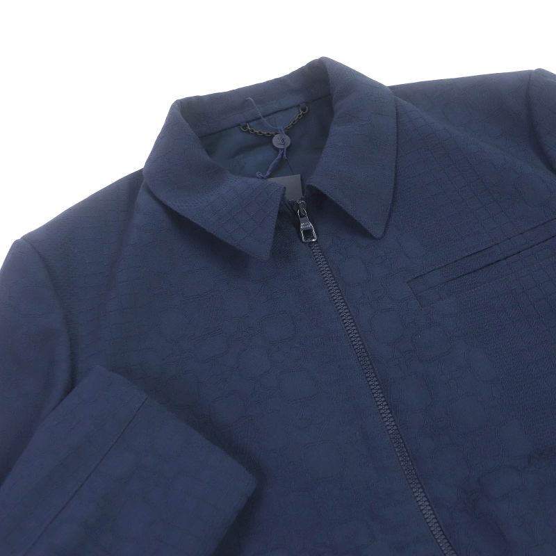 Louis Vuitton 22SS 100% Wool Monogram All-over Ribbed Hem Blouson Jacket Navy
