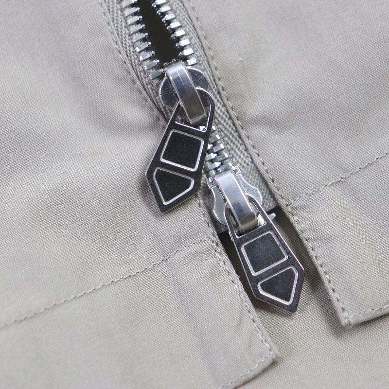 Hermes 24SS 100% Cotton ZIP Shirt Blouson With Silver Serie Buttons Beige 42