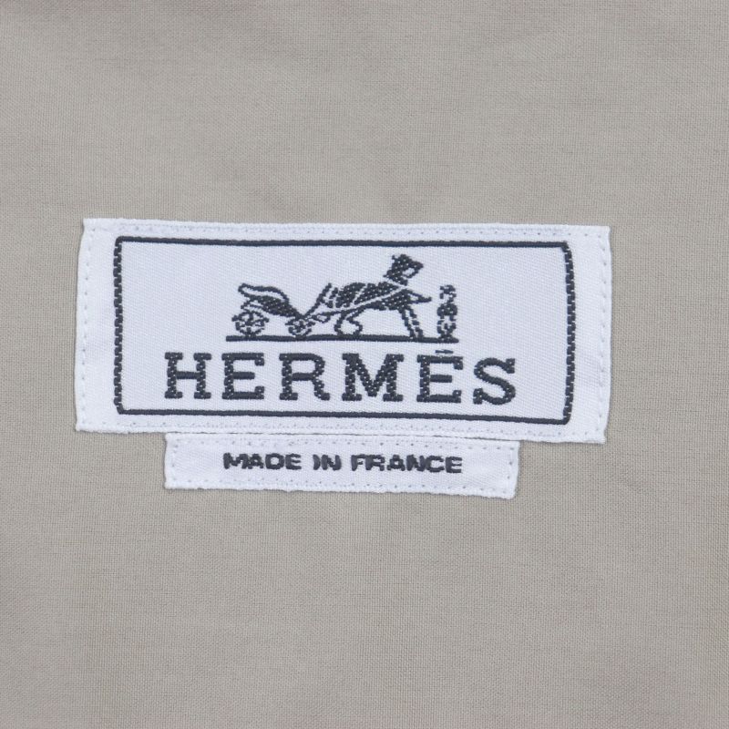 Hermes 24SS 100% Cotton ZIP Shirt Blouson With Silver Serie Buttons Beige 42