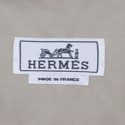 Hermes 24SS 100% Cotton ZIP Shirt Blouson With Silver Serie Buttons Beige 42