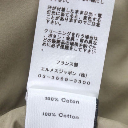 Hermes 24SS 100% Cotton ZIP Shirt Blouson With Silver Serie Buttons Beige 42