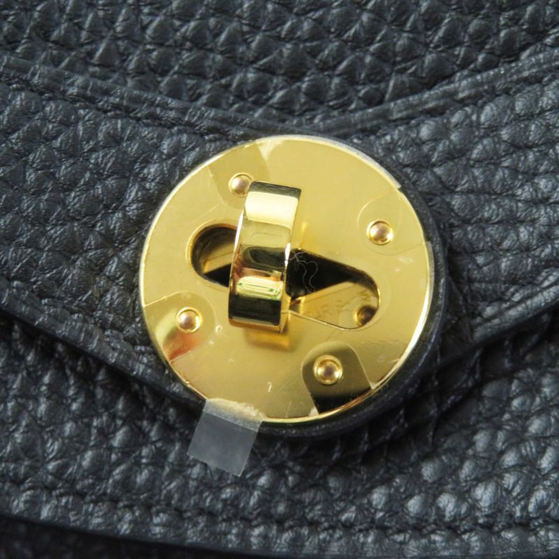 Hermes Lindy 30 Gold Hardware Taurillon Clemence Shoulder Bag Black B Engraved