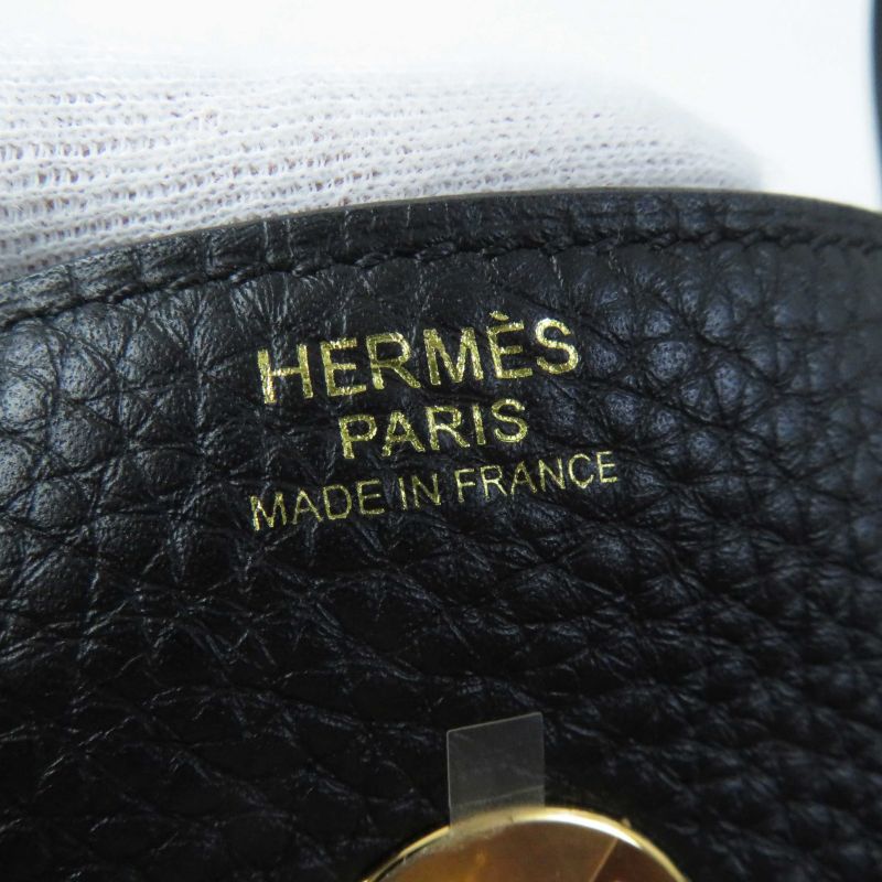 Hermes Lindy 30 Gold Hardware Taurillon Clemence Shoulder Bag Black B Engraved