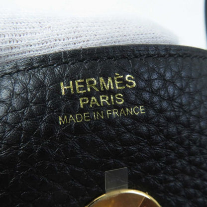 Hermes Lindy 30 Gold Hardware Taurillon Clemence Shoulder Bag Black B Engraved