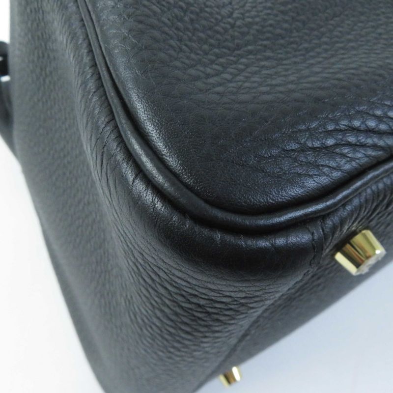 Hermes Lindy 30 Gold Hardware Taurillon Clemence Shoulder Bag Black B Engraved