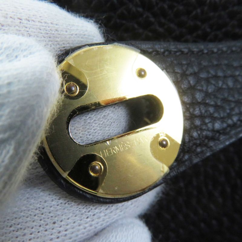 Hermes Lindy 30 Gold Hardware Taurillon Clemence Shoulder Bag Black B Engraved