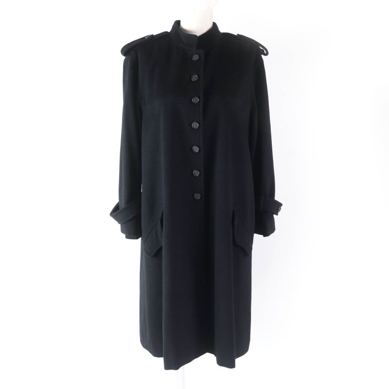 CHANEL 05A P26790 100% Silk Lining Cashmere Long Coat With Coco Mark Buttons
