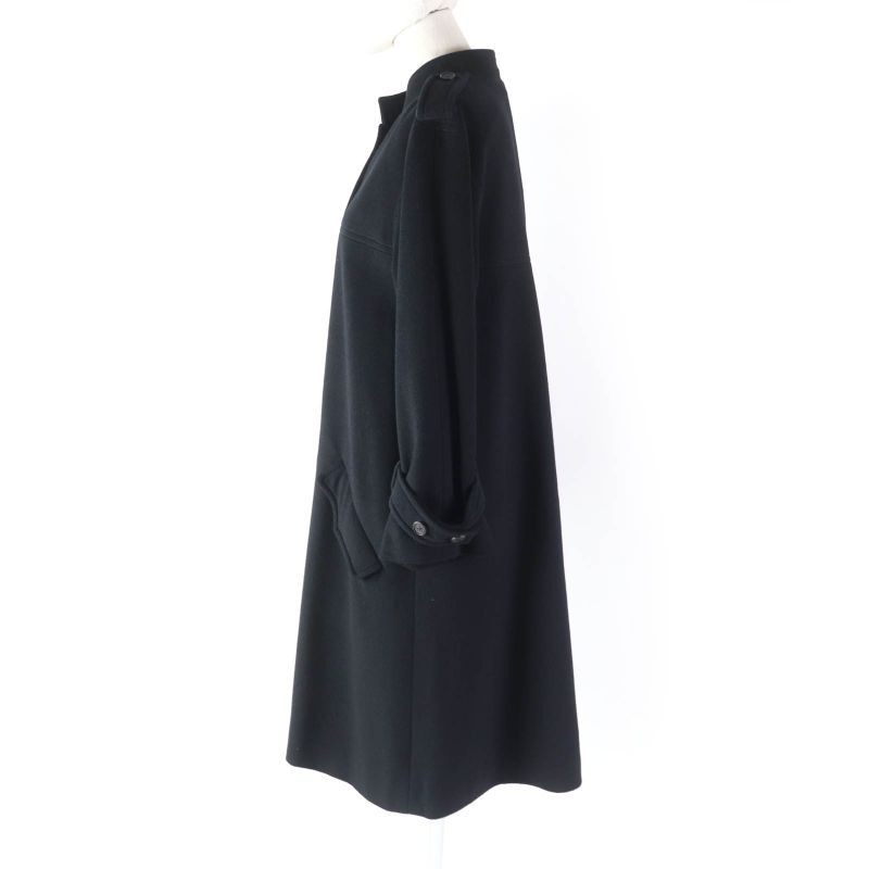 CHANEL 05A P26790 100% Silk Lining Cashmere Long Coat With Coco Mark Buttons