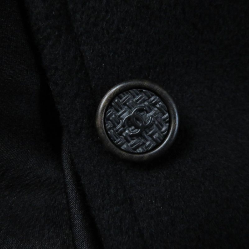 CHANEL 05A P26790 100% Silk Lining Cashmere Long Coat With Coco Mark Buttons