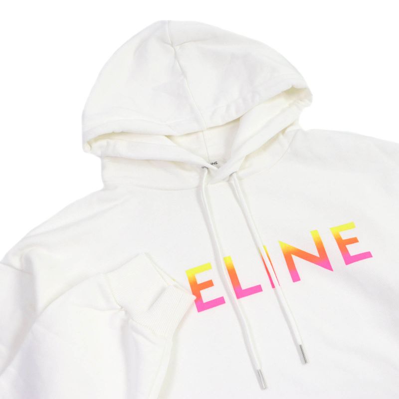 Celine 22AW 2y753670q Cotton Gradient Logo Print Pullover Loose Hoodie White XL
