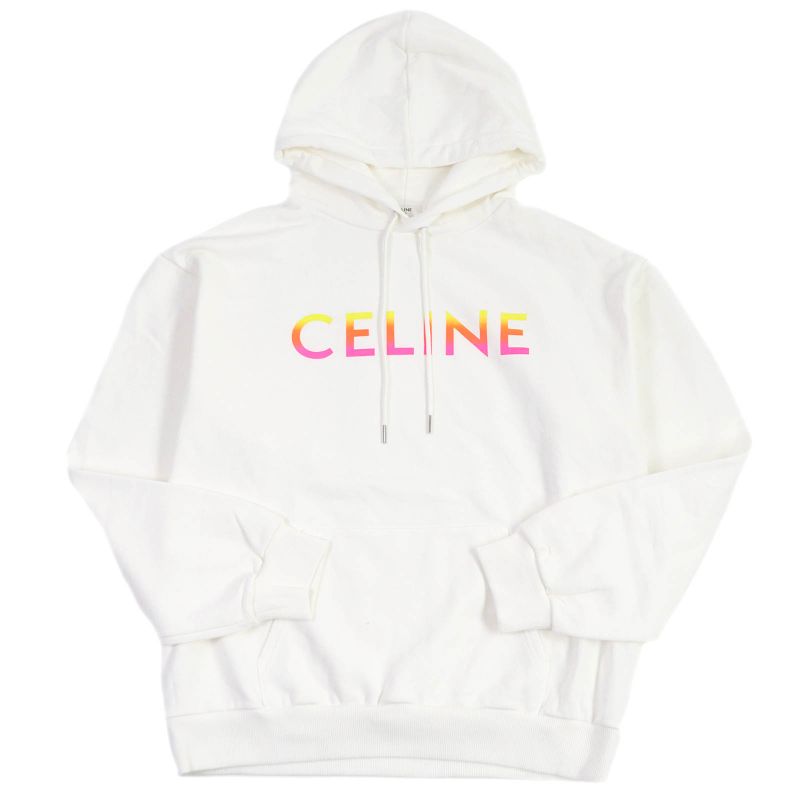 Celine 22AW 2y753670q Cotton Gradient Logo Print Pullover Loose Hoodie White XL