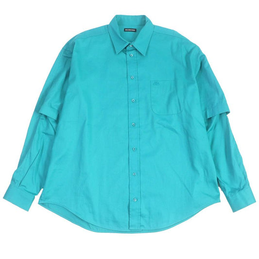 Balenciaga 595219 Cotton BB Logo Embroidery Oversized Double Sleeve Work Shirt