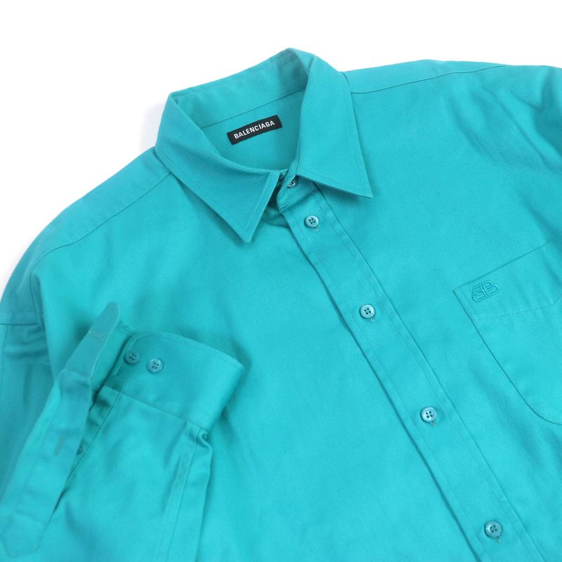 Balenciaga 595219 Cotton BB Logo Embroidery Oversized Double Sleeve Work Shirt