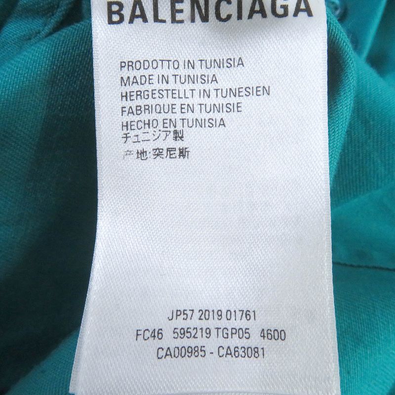 Balenciaga 595219 Cotton BB Logo Embroidery Oversized Double Sleeve Work Shirt